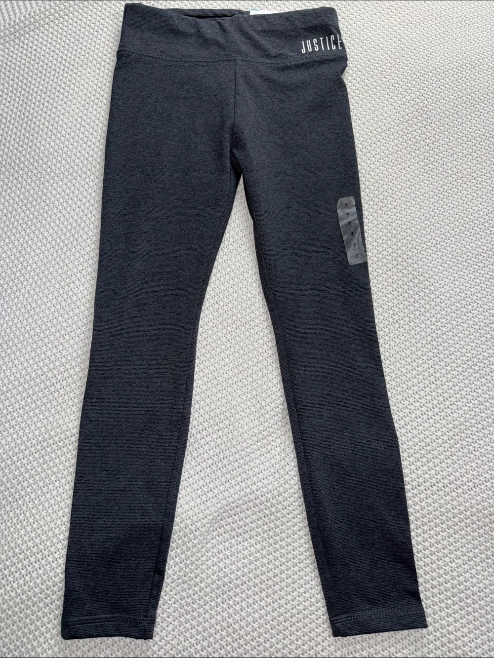 Bundle Justice Black Girls' Leggings with Gray Logo Patch